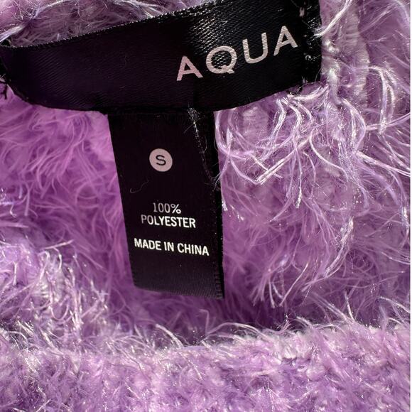Aqua Light Purple Fuzzy Loose Knit Mock Neck Long Sleeve Sweater S - Picture 6 of 9